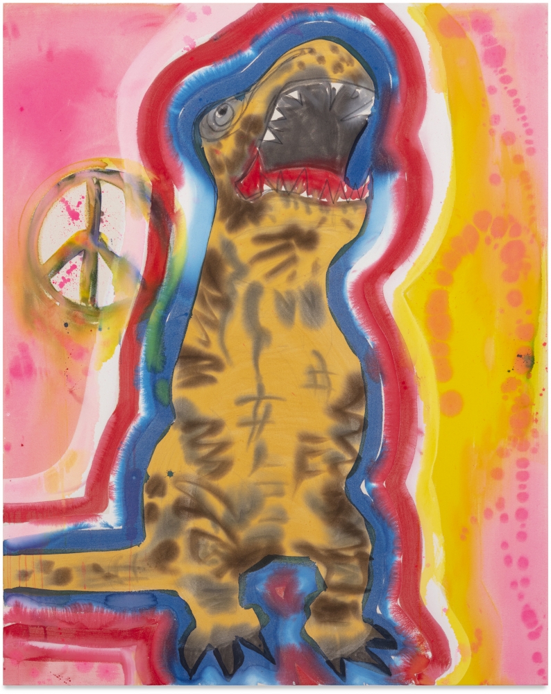 Liz Markus, Tie Dye TRex with Auras and Peace Sign, 2021