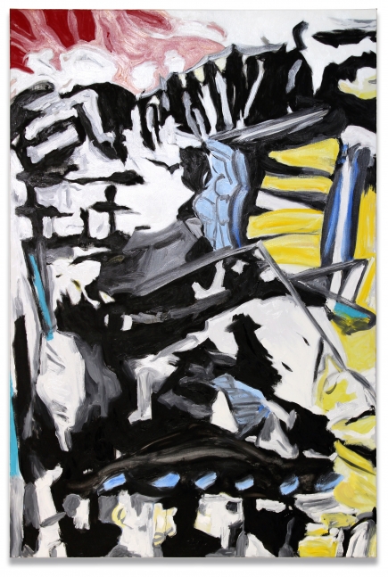 Martha Diamond&nbsp; Cityscape with Black, White, Blue, and Yellow